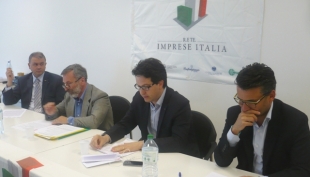 Marco Casolari (Ascom-Confcommercio), Carlo Alberto Valentini (Confesercenti), Matteo Spaggiari (Lapam-Confartigianato), Francesco Stagi (CNA)