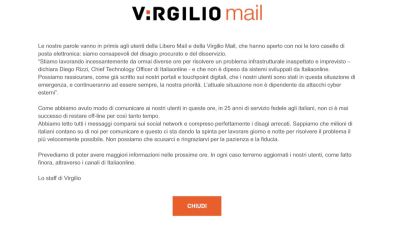 Virgilio Mail – Ancora &quot;Fuori servizio&quot;