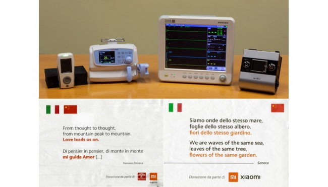 Arrivano a Reggio Emilia i 70 dispositivi medici donati da Xiaomi per il supporto respiratorio ai pazienti più gravemente colpiti dal virus