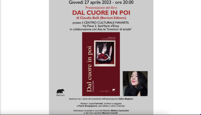Claudia Belli presenta il suo libro di poesie: “Dal Cuore in Poi” (Bertoni Editore)