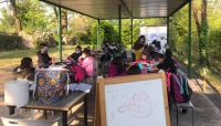 San Secondo. Aule all&#039;aperto nel giardino della Rocca dei Rossi per i bimbi delle elementari