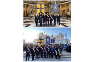 Delegazione del Comune di Parma a Roma all&#039;Altare della Patria a Roma per celebrare il 145° Annuale di fondazione dell&#039;Istituto Nazionale per la Guardia d&#039;Onore alle Reali Tombe del Pantheon (INGORTP)