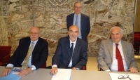 da sinistra a destra, Alberto Zambianchi, Maurizio Torreggiani, Giorgio Tabellini. Dietro, Ugo Girardi, segretario generale di Unioncamere Emilia-Romagna