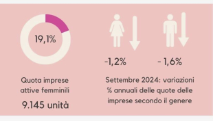 Imprese femminili a Reggio Emilia:  9.145 unita’, con un calo dell’1,2%