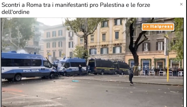 Guerriglia urbana a Roma… Pro Palestina… (video Italpress)