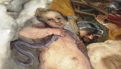 Dettagli degli affreschi del Salone dei Carracci a Palazzo Magnani.