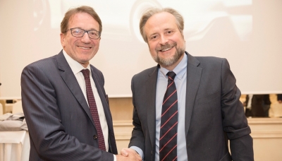 Il sindaco Gian Carlo Muzzarelli con il direttore generale di BolognaFiere Antonio Bruzzone