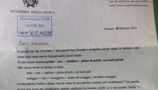 La lettera di risposta dell&#039;Accademia della Crusca. Immagine tratta dal profilo Facebook della maestra Margherita Aurora