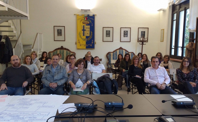 Da sinistra il dirigente Ruffini, il Delegato provinciale De Maria e i partecipanti al corso di Parma