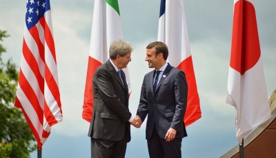 Gentiloni e Macron Taormina 2017