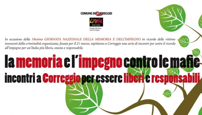 Correggio - &quot;La memoria e l&#039;impegno contro le mafie&quot;