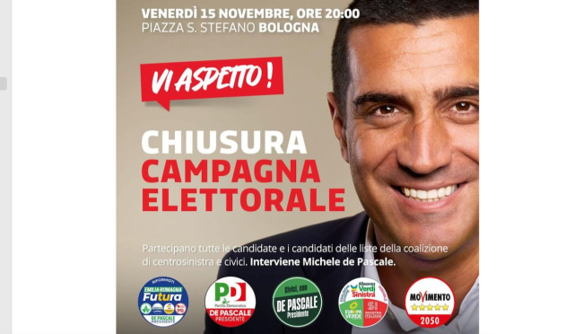 Venerdì in Piazza Santo Stefano a Bologna l’evento di chiusura della campagna elettorale di Michele de Pascale