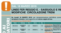 Linea ferroviaria Reggio-Sassuolo: da lunedì 18 marzo revisione degli orari di alcuni servizi