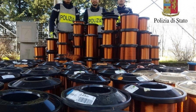 6mila chili di rame rubato recuperati dalla Polizia di Modena